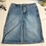 Old Navy Vintage 2002 Denim Skirt Short Midi Front‎ Split 100% Cotton Size 4  Photo 4