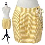 Anthropologie Vintage Y2K Leifsdottir Yellow Seersucker Skirt Size 8 Preppy Bow Photo 1