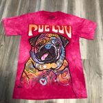 The Mountain , tie dye, Pug Luv size small, pit to put is 19, length is 26, see flaw in pic Photo 0