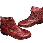 Free People Alamosa Ankle Boots Womens US 6 Red Ref Snake Print Studded Bootie Photo 1