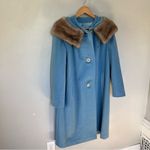 Vintage Crestmoor Wool Norwegian Fox Fur Collar Pea Coat 50s 60's Blue Size M Photo 4