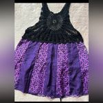 Free People Women’s Purple Silk Open-Crocheted Top Tie-Back Size Small Photo 1