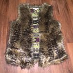 Mossimo Faux Fur Brown Speckled Furry Fuzzy Vest XS Boho Indie Hippie Photo 6