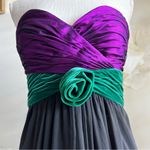 Oscar de la Renta Vintage Multicolor Velvet And Silk Strapless Maxi Gown Photo 3