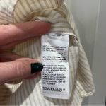 Chico's  sz 2 Large Linen Top Shirt White Beige Pinstripe Stripe Coastal Grandma Photo 6