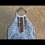 American Age  Acid wash embroidery halter top sz M Photo 8