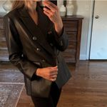 EXPRESS Women's Faux Leather Black Blazer Jacket size Large $158 Photo 1