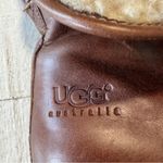 UGG  Australia Lynnea Boots size 7 Brown‎ Leather Wooden Heel Clog Shearling Photo 1