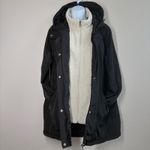 Ralph Lauren Lauren‎  Black Hooded Sherpa Lined Zipper Snap Closure Large Jacket Photo 5