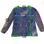 APNY Acid Wash Blue Embroidered Sleeve Lace Neck Boho Sweatshirt Size S Photo 4