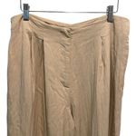 ZARA  Womens High Waisted Pleated Wide Leg Trouser Pants Beige Large‎ Photo 1