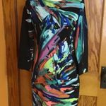 Maia Colorful Abstract Art Midi Dress Size 4 Photo 4