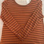 Maurice's long sleeve loose brown & black striped scoopneck women’s shirt L Photo 0