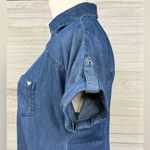 Guess  Denim Chambray Short Sleeve Button Front Shirt Dress Blue-Medium Photo 3