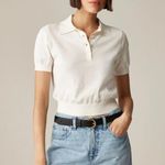 J.Crew NWT  Short-sleeve Sweater-polo Premium Ultra-fine Cotton White Ivory Photo 0
