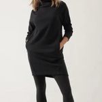 Athleta  Cozy Karma Mock Neck Dress Black Long Sleeve Bateau Neck Pockets Size L Photo 1