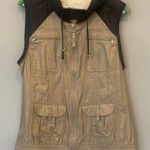 Chico's Stylish Tan and Black Hooded Vest Photo 0