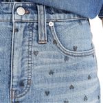 Madewell Skirt Stretch Denim Straight Mini Jean Pencil Skirt Heart Print Size 27 Photo 6