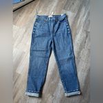 Madewell NWT  High Rise Stove Pipe Denim Jeans Relaxed Fit Straight Blue Size 30 Photo 2