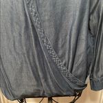 Old Navy 👀👀👀BOGOHO 👀👀👀Cato Ombre Blue Denim Wrap Blouse with Notched Collar—NWOT Photo 2