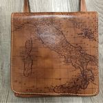 Patricia Nash Italian Leather Brown Old World Map Print Crossbody Bag Purse Photo 3