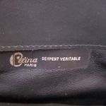 Celina Paris Olive Green Serpent Skin Leather Shoulder Purse Gold Hardware Photo 7