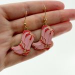 Pink Cowgirl Boot Earrings, Pink Cowboy Boots Earrings, Pink Cowgirl Boots Photo 3