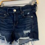 American Eagle Midi Dark Wash Distressed Shorts- Size 4 Photo 2