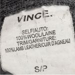 Vince  Wool Textured Knit Asymmetric Zip leather trim gray sweater Womens Small Photo 5
