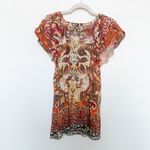 Y2K Unity Top Mesh Paisley Print Crochet Brown Orange‎ Size M Boho Forest Fairy Size M Photo 6