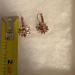 Rose Gold Color Brilliant Flower Marquise Round Multicolor Earrings Photo 12