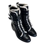 Kurt Geiger London Serena Block Heel Black Patent Combat Boots With Fur Trim 8.5 Photo 2