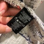 Nic+Zoe Harmony Textured Knit Fringe Cardigan Jacket Womens XS White Navy Pink Photo 6