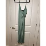 ZARA  Satin Camisole Midi‎ Slip Dress Size Flower Detail Sea Green- Small Photo 8