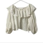 Free People  Off-White Ruffle Cotton Top(Size Small) Photo 2