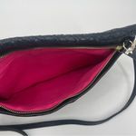 Elliott Lucca Black Leather Crossbody Bag Pebbled Woven‎ Convertible Photo 6