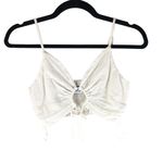 Princess Polly  Julio Crop Top Tie Front Smocked Cami White 0 Photo 0