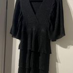 ZARA NWT  Women’s Black Metallic Cocktail Party Tier Kimono Sleeve Dress Small S Photo 5