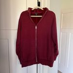 Athleta  Red Fleece Oversized Cozy Karma Full Zip Jacket Hooded Photo 2