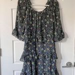 Tory Burch Printed Ruffle Dress Navy Soleil Photo 4