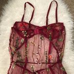 Boutique NEW IN PACKAGE! Wine velvet, sheer, embroidered, under wire body suit Photo 6
