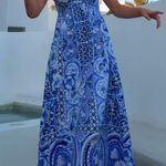 Farm Rio EUC Blue Tile Dream Sleeveless Maxi Dress size medium Retails $245 Photo 4