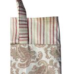 Fabric Tote Used Striped Paisley Gingham Red Beige Excellent Condition Photo 5