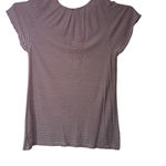 Gap ‎ Women's Short Flutter Sleeve Button Front Top Purple White Striped M Cotton Photo 1