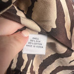 Talbots Brown and Cream Blazer with Animal Print Silk Cotton Blend Career Modern Photo 2