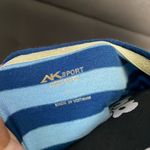 Anne Klein AK SPORT Blue Striped V-Neck T-Shirt Size Large Photo 4