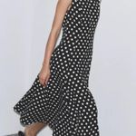 ZARA  linen blend Black and White Polka Dot Dress Photo 15