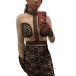 A'Gaci tan and black sheer long sleeve mini dress with embroidered detail Photo 10