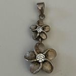 Plumeria Sterling Silver CZ Double Flower Pedant Photo 1