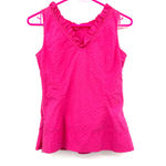 Vineyard Vines size 00 100% cotton hot pink tank top swiss dot side zip Barbie Photo 1